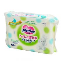 Салфетки влажные Merries Skin Kear Tissue сменная упаковка, 64 шт.