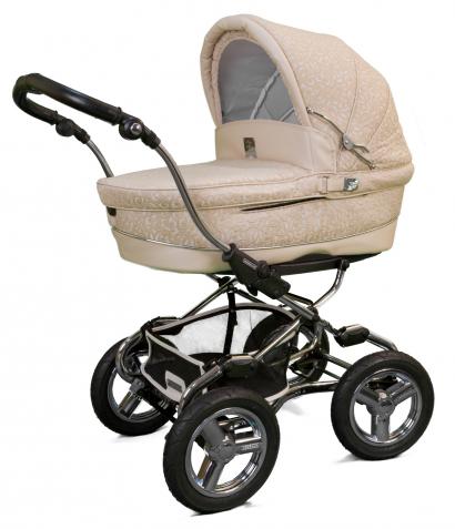 Детская коляска для новорожденных Bebecar Stylo AT Chrome Leather (Кожа)
