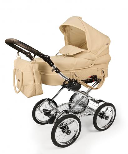Детская коляска для новорожденных Amigos Perfect Classic Chrome Эко Кожа